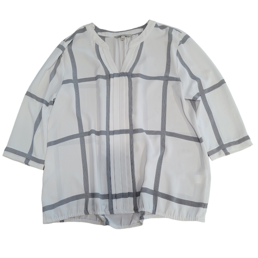 41 Hawthorn Window Pane Plaid White Blouse Size‎ XL